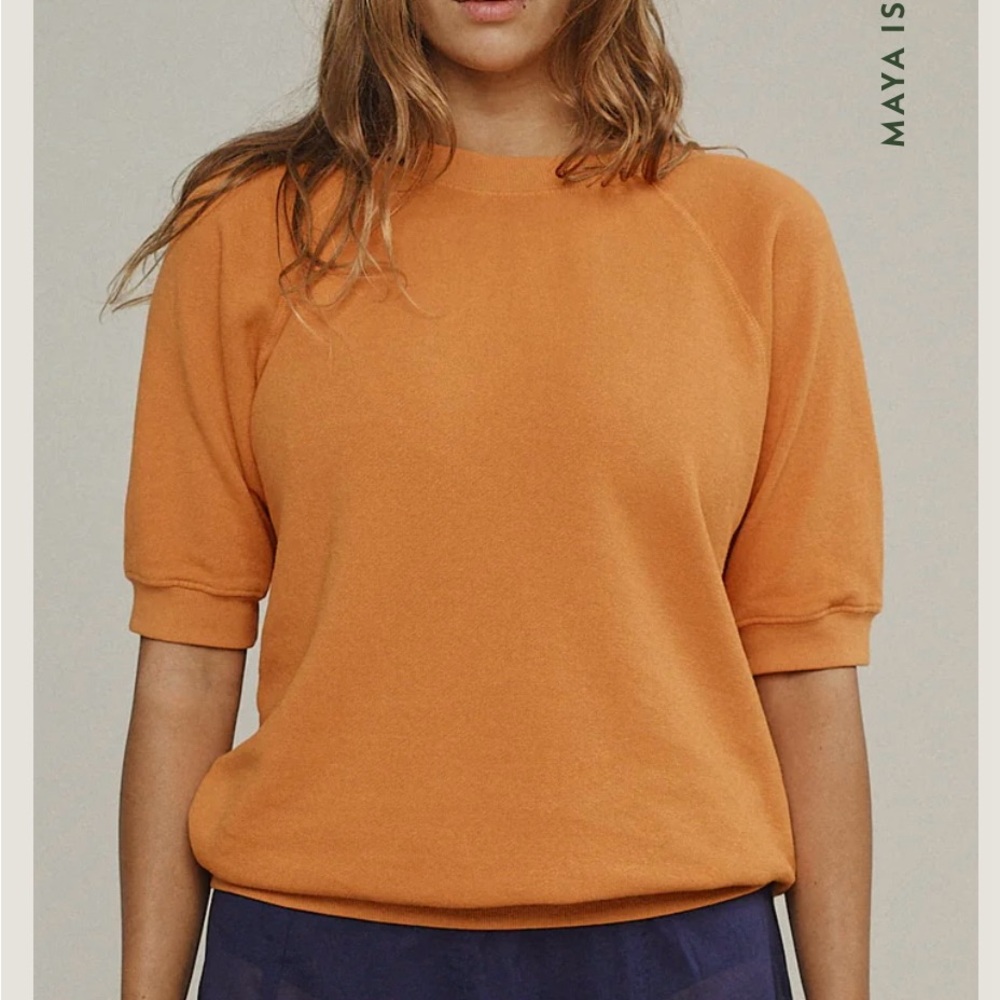 Jungmaven Short Sleeve Raglan Fleece Sweatshirt coral